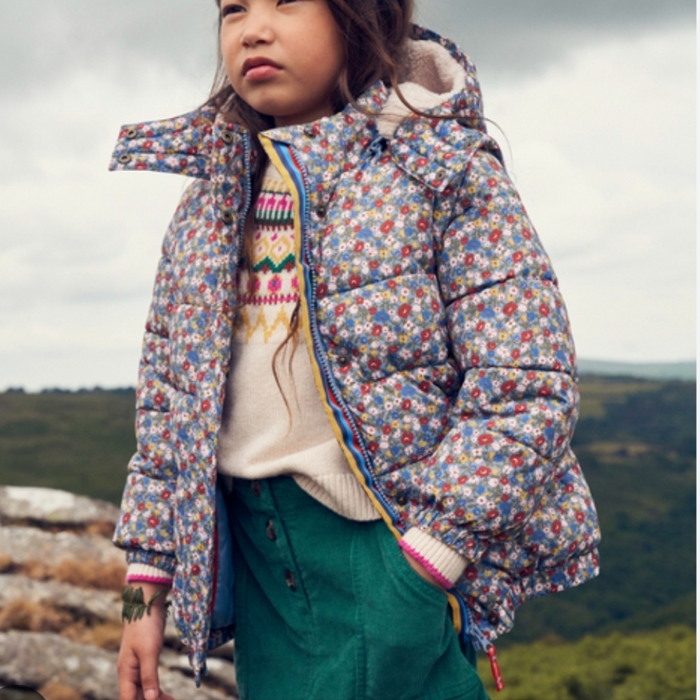 Mini Boden Floral 2in1 Padded Coat Puffer Jacket / Vest Size 5-6 116cm